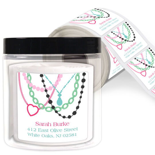 Jewels Square Address Labels in a Jar